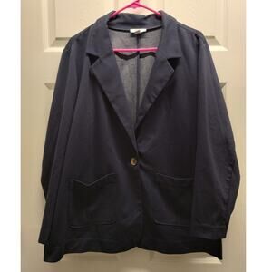 Croft & Barrow Women's Size PXXL Navy Blue Soft Stretch Blazer Jacket Petite XXL